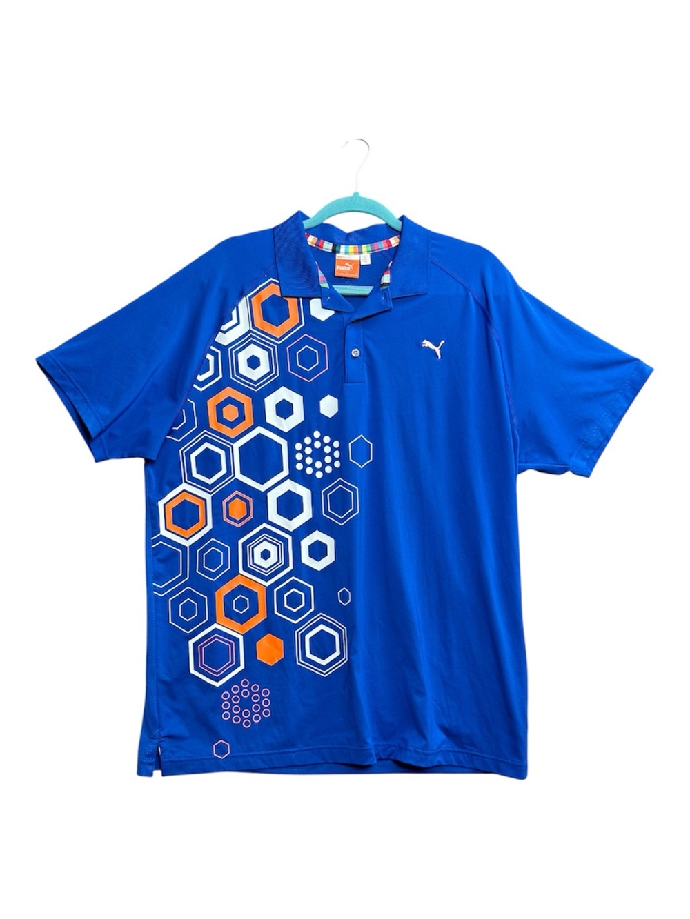 Puma Men's Sportlifestyle Dry Cell Polo Short Sleeve Performance Sz XL Blue Golf